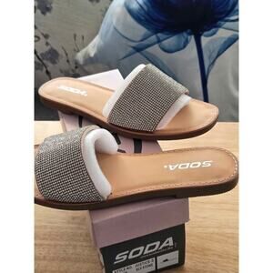 SODA Silver Slide On Sandals..NWT   6.5